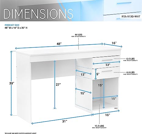 RTA CD-913D-White Mobil Desk w/ Storage - Image 2