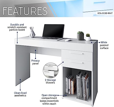 RTA CD-913D-White Mobil Desk w/ Storage - Image 4