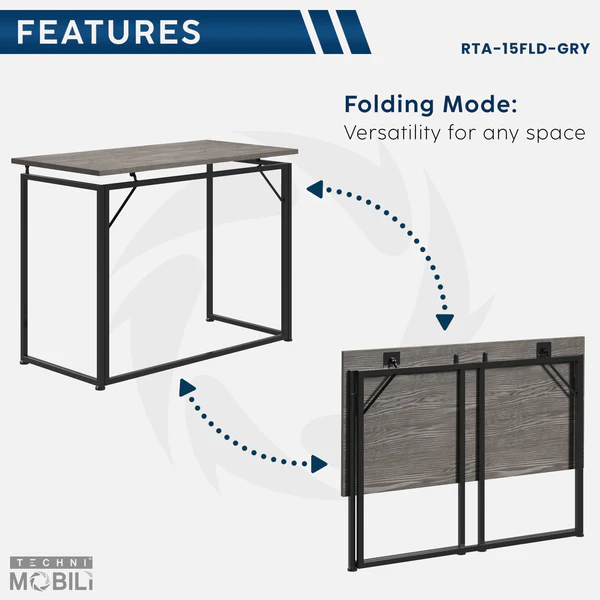 Techni Mobili - Space Saver - Folding Table - RTA-15FLD-GRYY - Image 2