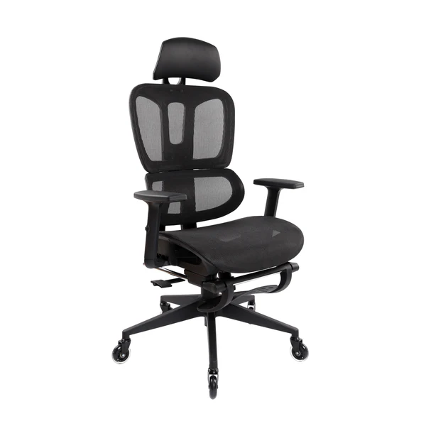 Techni Mobili - Ultimate Reclining Ergonomic Mesh Office Chair with Lumbar Support and Footrest- Black