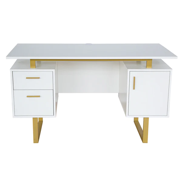 Techni Mobili Modern Desk with Storage - RTA-7002-GLD