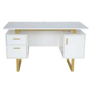 Techni Mobili - Modern Office Desk with Storage White / Gold