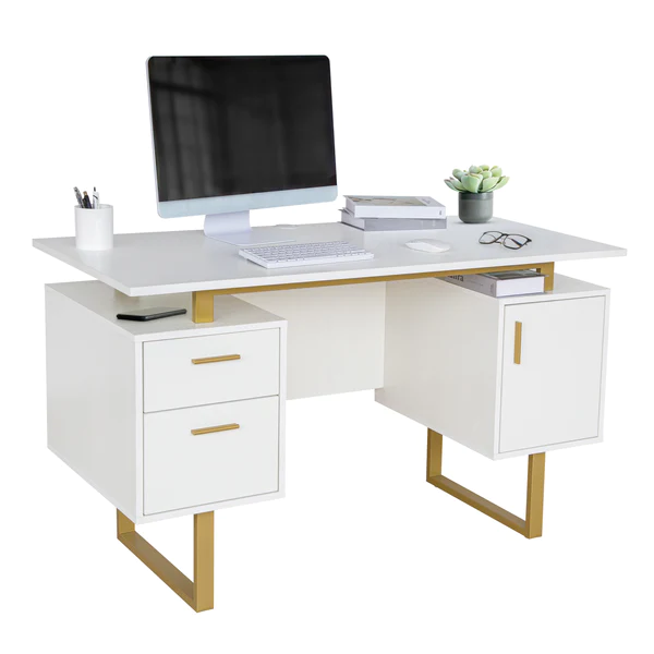 Techni Mobili Modern Desk with Storage - RTA-7002-GLD - Image 4