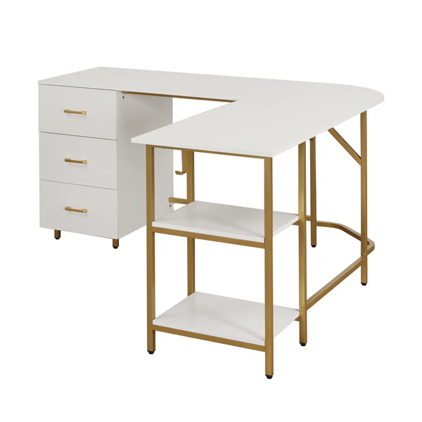 Techni Mobili - L-Shape Home Office Two-Tone Desk with Storage - Image 4