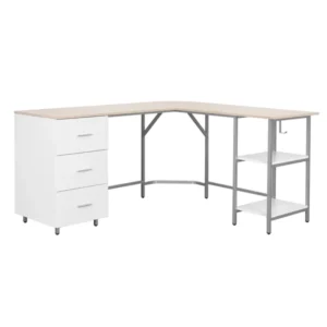 Techni Mobili - L-Shape Home Office Two-Tone Desk with Storage