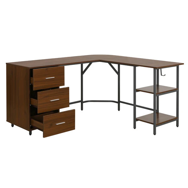 Techni Mobili - L-Shape Home Office Two-Tone Desk with Storage - CD-739DL - Image 2