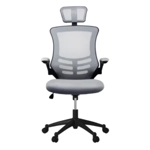 Techni Mobili Modern High-Back Mesh Executive Office Chair With Headrest And Flip Up Arms - Silver Grey