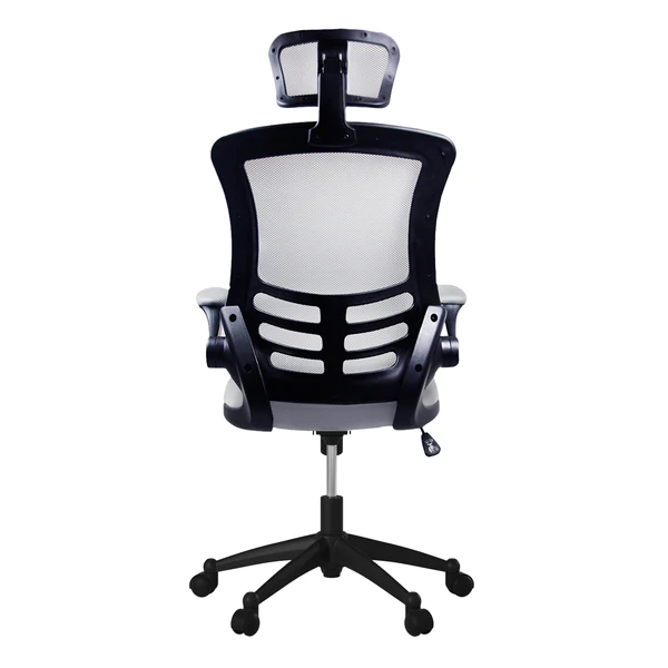 Techni Mobili Modern High-Back Mesh Executive Office Chair With Headrest And Flip Up Arms - Silver Grey - Image 2