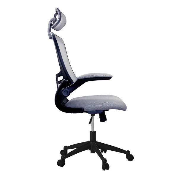 Techni Mobili Modern High-Back Mesh Executive Office Chair With Headrest And Flip Up Arms - Silver Grey - Image 3