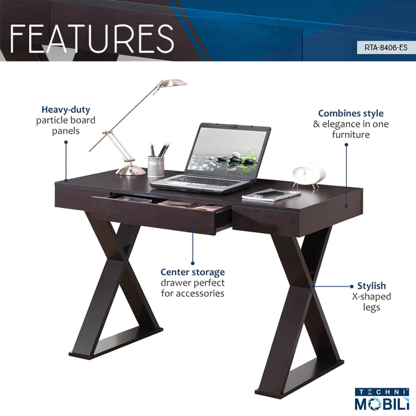 Techni Mobili - Trendy Writing Desk with Drawer - 8406-ES - Image 3
