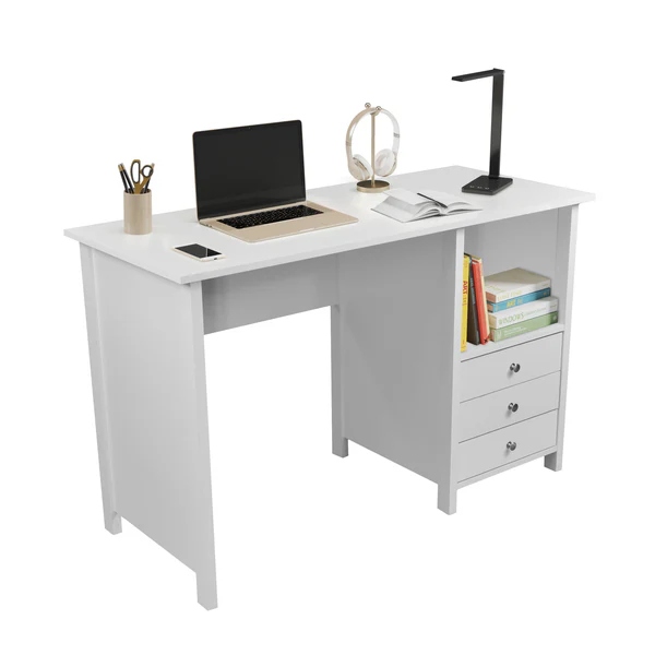 Techni Mobili - Contemporary White Desk with 3 Storage Drawers - CD-8407-WP-WHT - Image 2